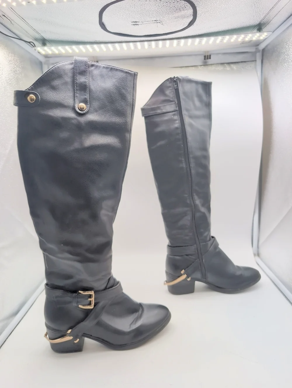 OM Olivia Miller Sz 7 Black Over-the-Knee Women's Riding Boots